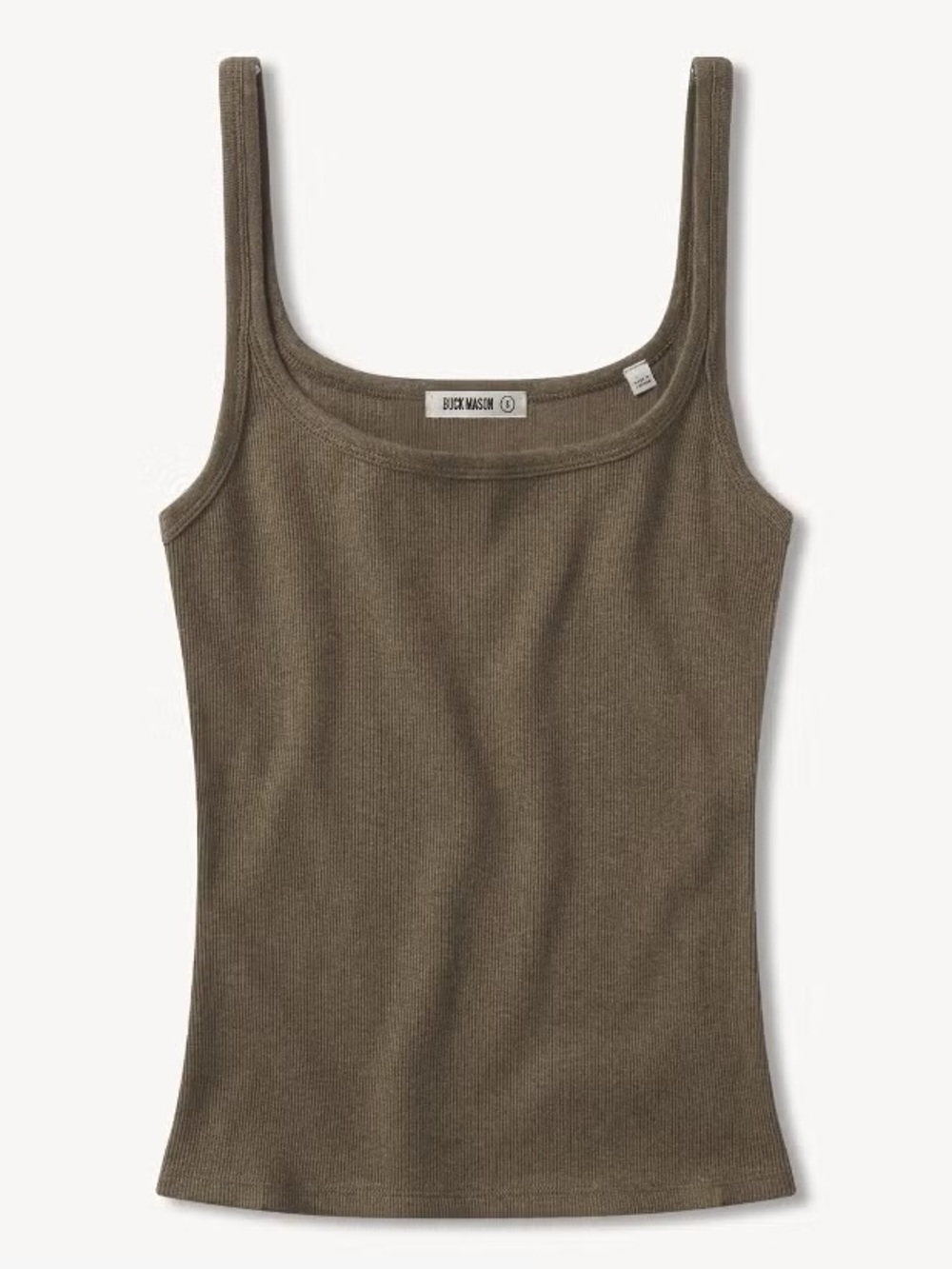 Buck Mason Surplus Rib Scoop Neck Tank in Marled Coastal Cedar